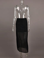 Trendix See Through Mesh Patchwork Skirts Women Fashion High Waist Casual Commuting Streetwear 2025 Vacation Party Elegant Skirt