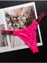 Letter Sexy Panties Women Thongs Rhinestones Diamonds G-string Sports Thong Low Waist Shorts Briefs T-back Fitness S-XL