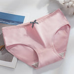 5Pcs Women Underwear Made Of Pure Cotton, Breathable Mid Waist, Pure Color, Thin Breathable Bow Underwear For Girls