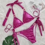 Glossy Sexy Bikinis 2026 Swimsuit With Rhinestones Women Swimwear Female Push Up Bikini Beach Swim Wear Bathing Suit Pool Bather