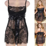 5XL Plus Size Women Sexy Lingerie Erotic Babydoll Underwear Lace See Through Dress with Panties Set Porno Costumes Sleepwear