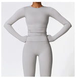 NCLAGEN Long Sleeve Workout Top Gym Pilates Clothes Women Active Wear Sports Shirt Elastic Fitness Yoga Clothing Running Shirts