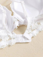 1 Set Elegant Lace Embroidery & Breathable Fabric Lingerie Set: Push-Up Bra, Drop Waist Sheer Panty - Ultimate Valentine's Day