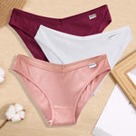 3PCS Women Cotton Panties Female Sexy Intimates Low Rise G-String Thongs Ladies Bikini Girl Solid Color Underwear Soft Lingerie