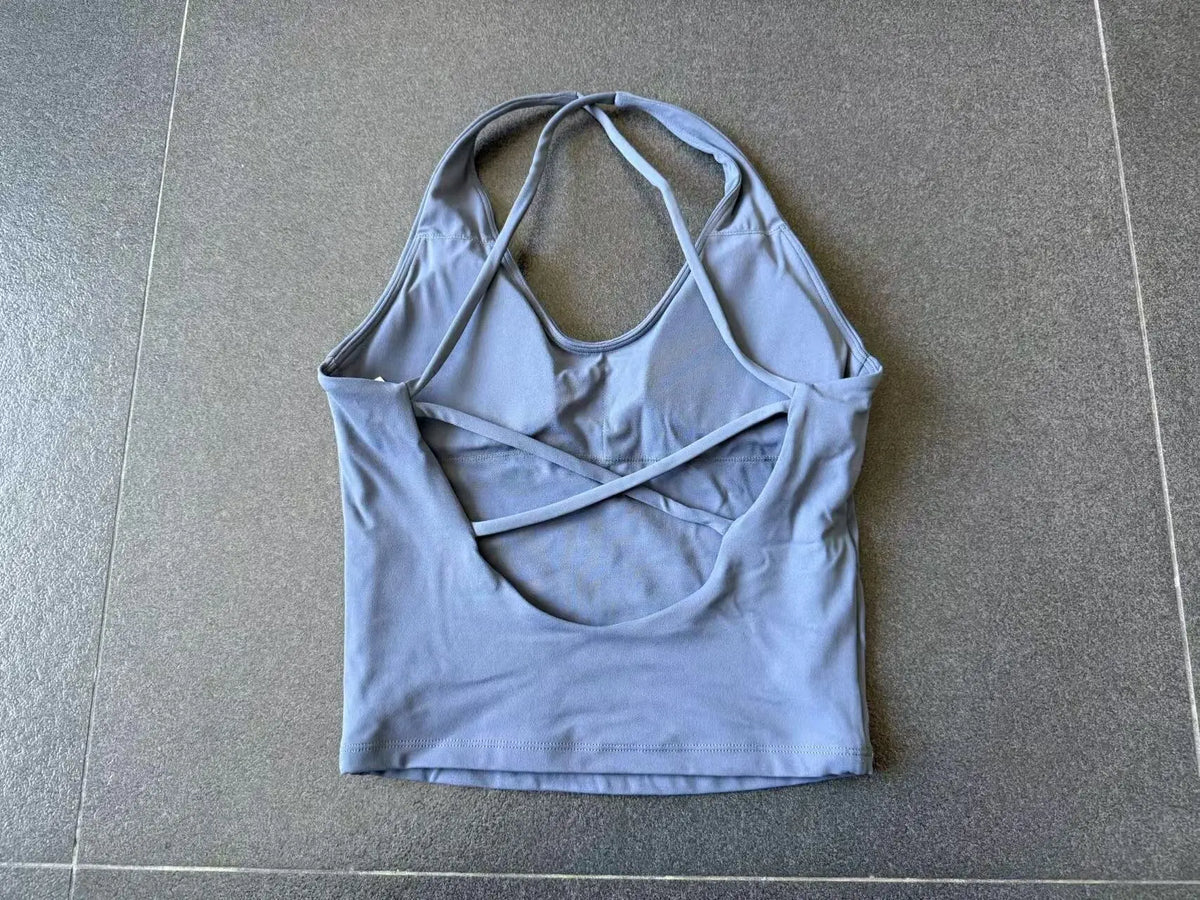Women Sports Yoga Vest With Cross Shoulder Straps Quick Drying Sexy Yoga Bra Gym Breathablefitness Push Up Training Sports Vest