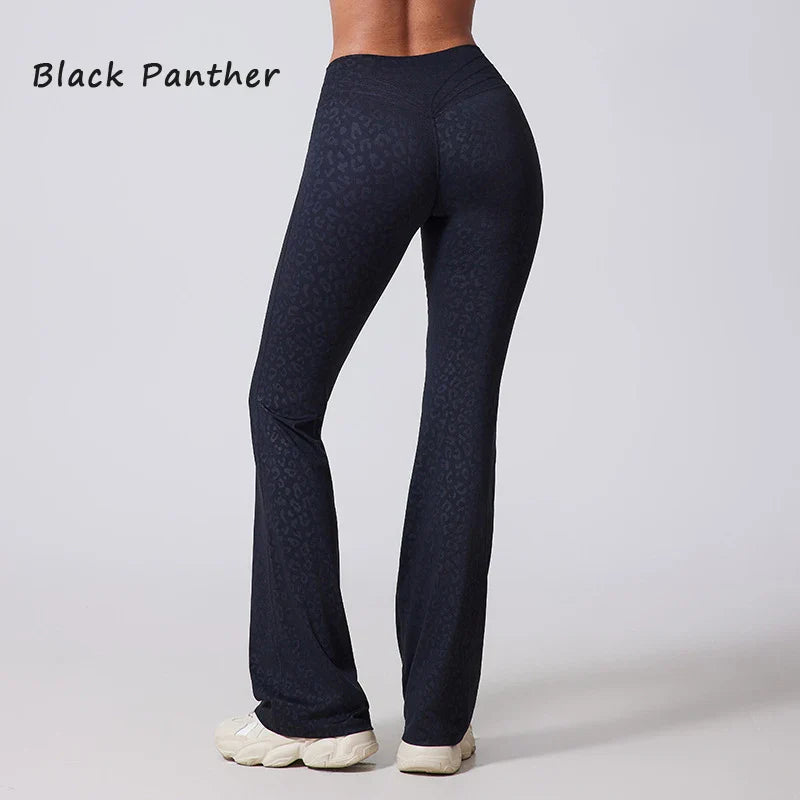 DIAS FIT JOY Women's Hip lifting flared pants high waisted yoga fitness pants sports micro flared yoga pants wide leg pants
