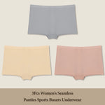 3Pcs Women's Seamless Sports Boxer Underwear Female Solid Color Panties Comfortable Briefs Cozy Lingerie Intimate Underpant S-XL