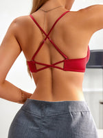 Everyday Women's cross-strap backless bra Front closure push-up bra for small breasts Seamless invisible heart-shaped cup bra