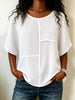 Full Size Texture Round Neck Half Sleeve Blouse Plus Size test