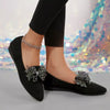 Rhinestone Point Toe Flats Slip-Ons