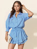 Striped Shirt and Skirt Set with Ruffle Details