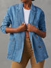 Pocketed Lapel Collar Long Sleeve Denim Jacket test