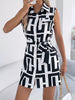 Geometric Print Sleeveless Shirt Dress