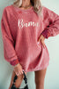 Corded Ribbed Bama Embroidered Letter Graphic Sweatshirt test
