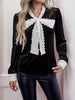 Lace Bow Tie Velvet Blouse test