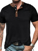 Men's Full Size Casual Henley Short Sleeve Top with Contrast Collar Plus Size test