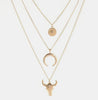 Alloy Three-Layered Bull Head Pendant Necklace test