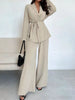 Textured Tie Waist Top and Wide-Leg Pants Set test