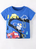 Children's Vehicle Print Crew Neck Short Sleeve T-Shirt