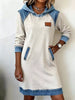 Full Size Denim Patchwork Hooded Sweatshirt Dress Plus Size test