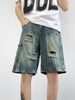 Men's Plus Size Distressed Wide Leg Denim Shorts test