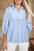 Striped Notched 3/4 Sleeve Blouse test