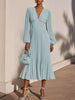 Pleated V-Neck Chiffon Midi Dress test
