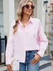 Striped Collared Neck Button Down Long Sleeve Shirt test