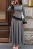 Lace Detail Mock Neck Top and Skirt Set test