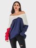Perfee Contrast V-Neck Long Sleeve Knit Top test