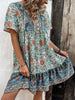 Floral Print Tie-Neck Ruffle Hem Mini Dress test