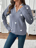 Heart V-Neck Long Sleeve Sweater