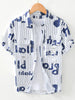 Men's Plus Size Letter Print Striped Short Sleeve Casual Shirt test