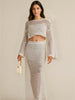 Hollow Out Long Sleeve Top and Skirt Knit Set test