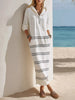 Casual Striped Drawstring Hooded Dress test