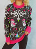 Snowman Contrast Trim Round Neck Sweater test