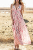 Floral Pleated Deep V Backless Maxi Dress test