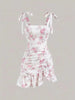 Ruffled Hem Floral Tie-Strap Mini Dress test