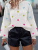 Multicolour Heart Pattern Dropped Shoulder Sweater test