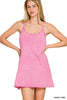 Zenana Crinkle Washed Mini Dress with Built-In Romper Liner