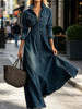 Raw Hem Long-Sleeve Denim Maxi Dress test