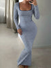Striped Long Sleeve Square Neck Maxi Dress test