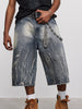 Men's Full Size Washed Loose Fit Denim Shorts Plus Size test