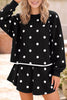 Polka Dot Raw Hem Relaxed Pullover Loose Skort Two Piece Set test