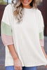 Color Block Ribbed Knit Three-Quarter Sleeve Top test