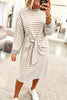 Stripe Striped Colorblock Cuffs Round Neck Long Sleeve Shift Dress test