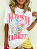 FLOWER MARKET Graphic Round Neck T Shirt test