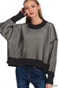 Zenana Ribbed Exposed Seam Two Tone Sweater