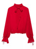 Bow-Tie Neck Flounce Sleeve Blouse test
