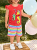 Children's Seahorse Ruffle Sleeve Top and Rainbow Striped Shorts Set test
